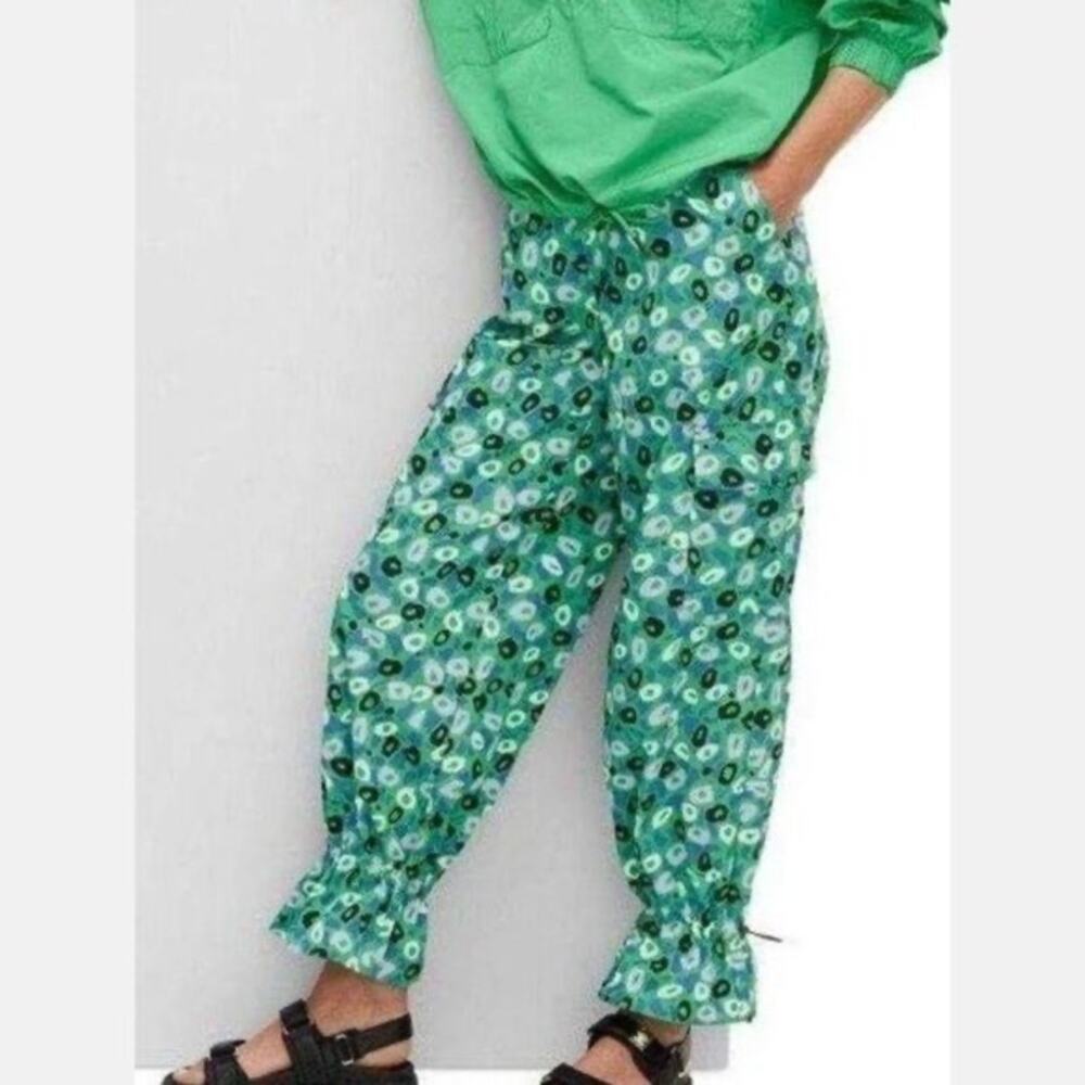 Diane Von Furstenberg Green Leopard Print Nylon Joggers